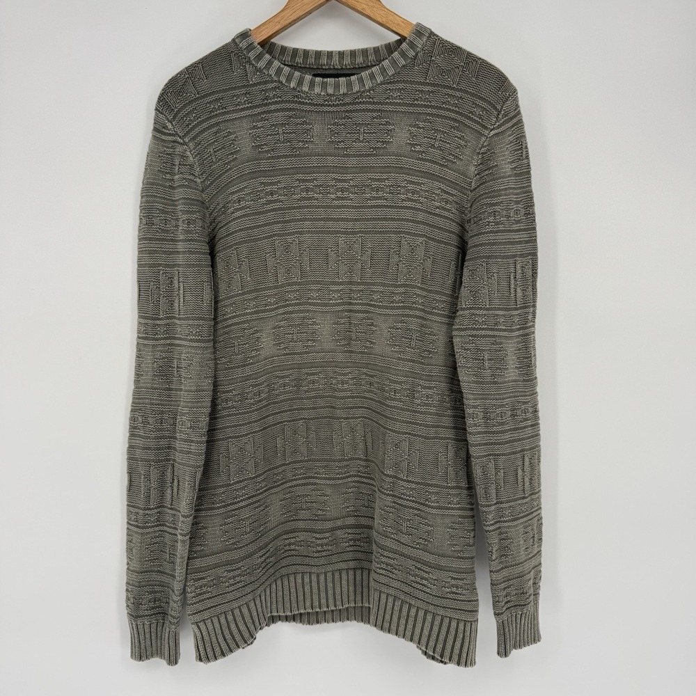 Cotton On Garments‎ Men's Small Pattern Knit Sweater Preppy Green Old Money